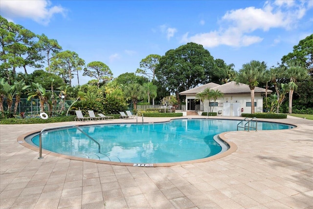 view of pool featuring a patio area