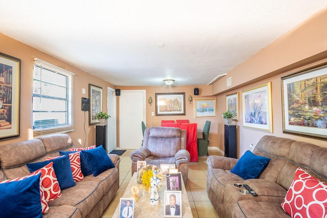 view of tiled living room