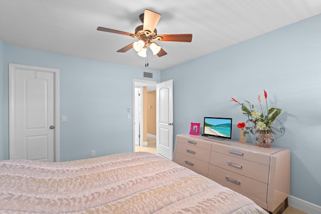 bedroom with ceiling fan