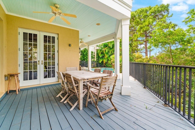 deck featuring ceiling fan