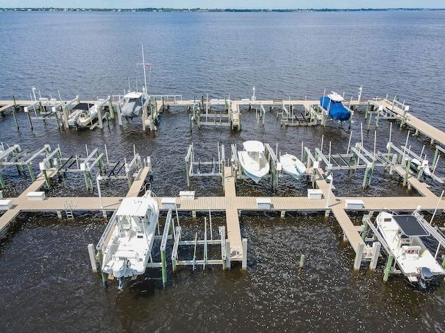 dock area featuring a water view