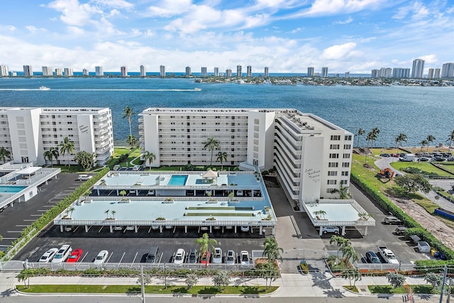 bird's eye view featuring a water view