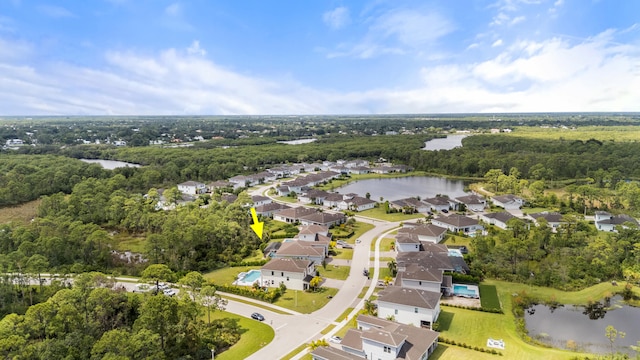 bird's eye view featuring a water view