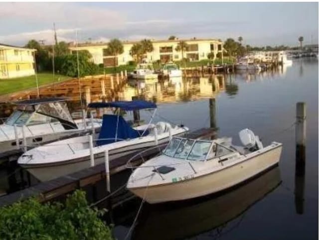 view of dock featuring a water view