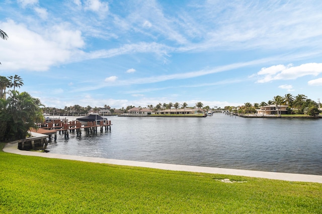 property view of water featuring a dock