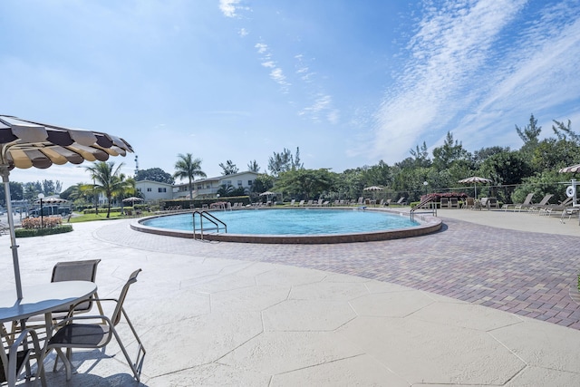 view of pool featuring a patio area