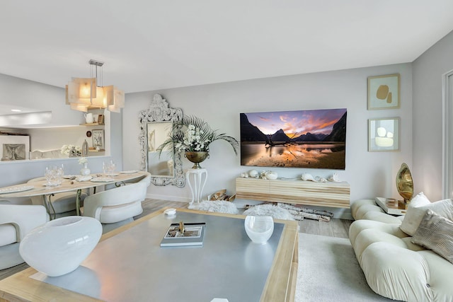 living room with hardwood / wood-style flooring