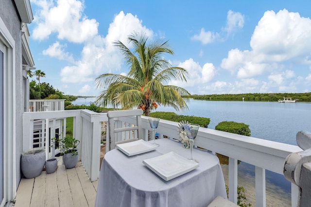 balcony with a water view