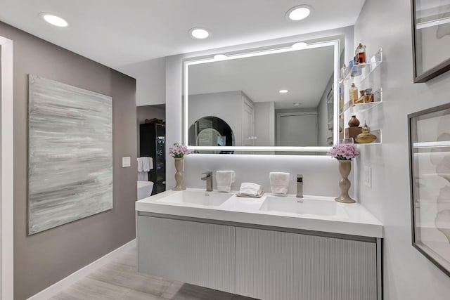 bathroom featuring tile walls and plus walk in shower