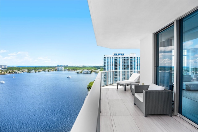 balcony with a water view