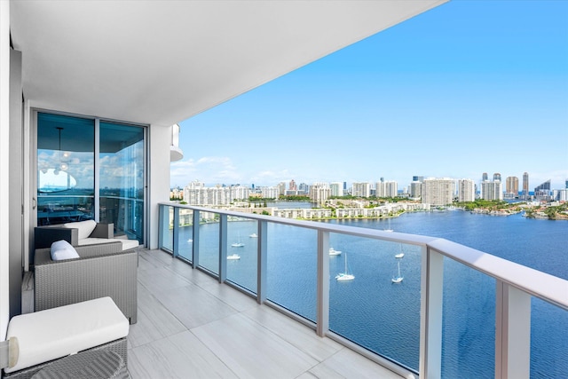 balcony with a water view