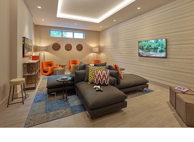 living room featuring light hardwood / wood-style floors