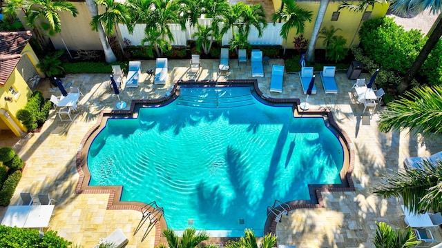 view of pool featuring a patio