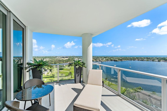 balcony with a water view