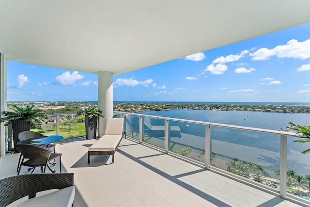 balcony with a water view