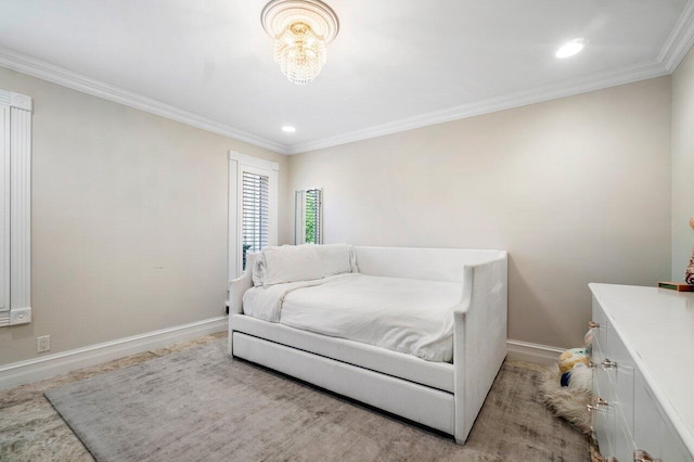 bedroom featuring ornamental molding