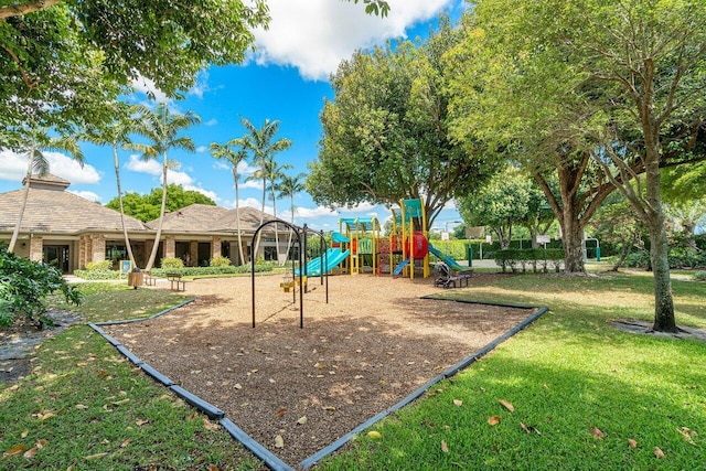 view of playground featuring a yard