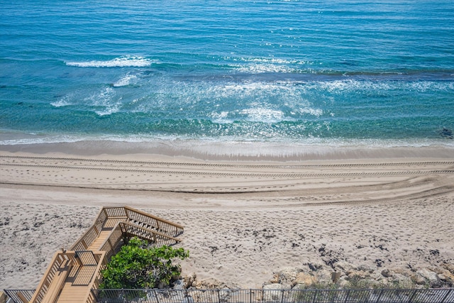 view of water feature featuring a view of the beach