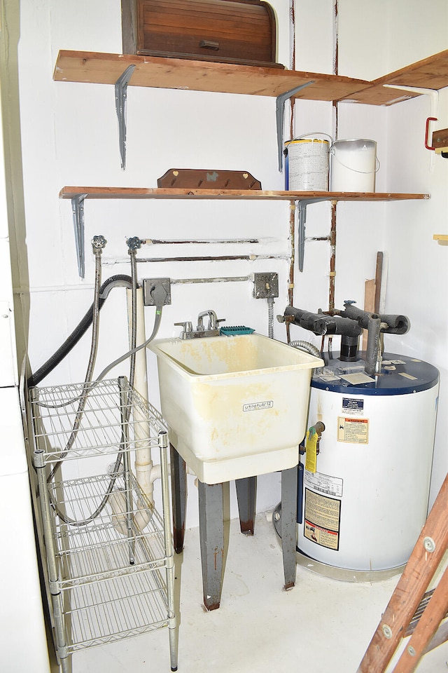 utility room with gas water heater