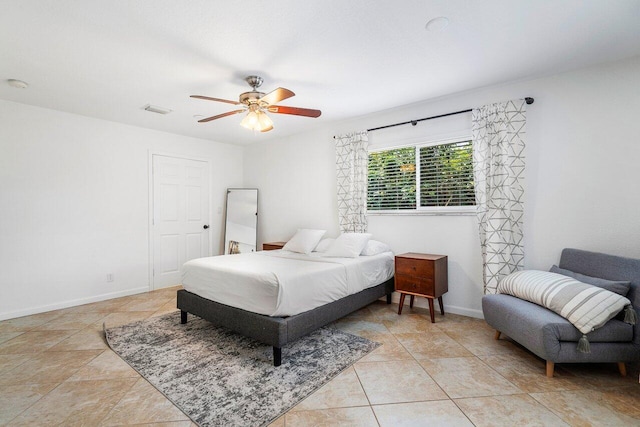 bedroom featuring ceiling fan