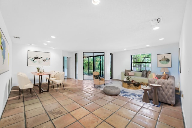 view of tiled living room