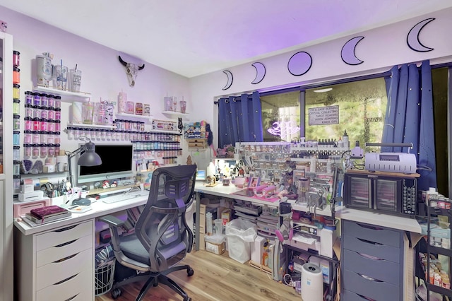 office space with light wood-type flooring