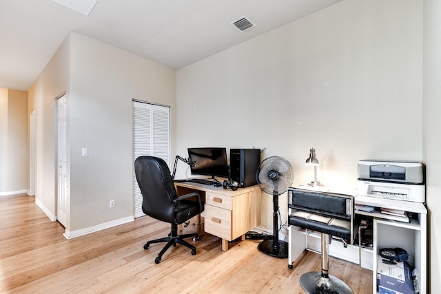 office space featuring light hardwood / wood-style flooring