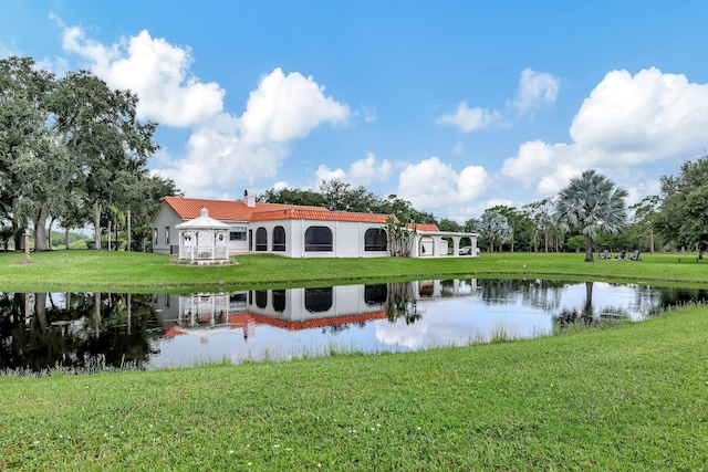 water view featuring a gazebo