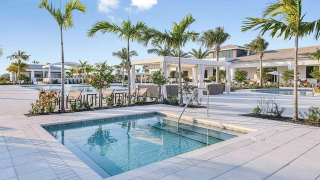 view of swimming pool with a patio