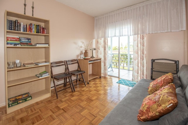 interior space featuring light parquet floors