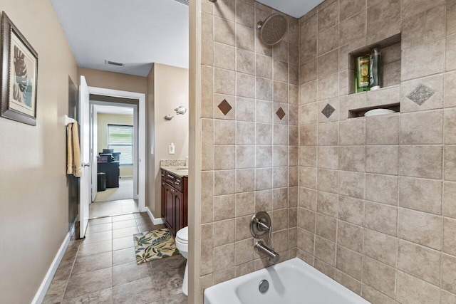 bathroom featuring shower with separate bathtub and tile patterned floors