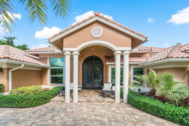 property entrance with french doors