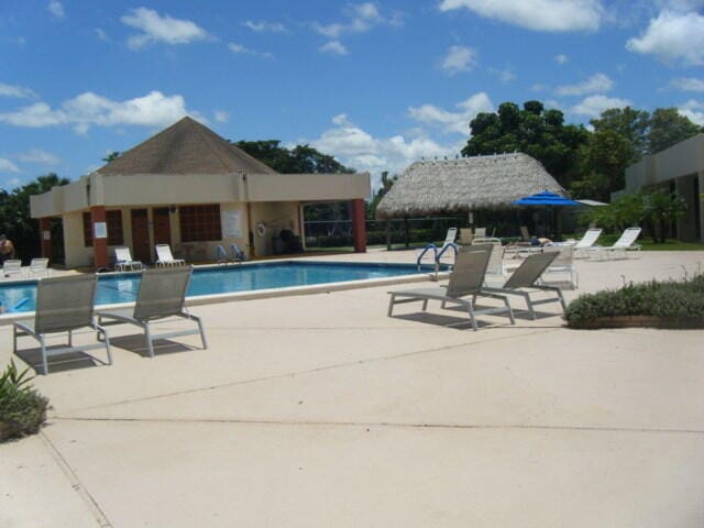 view of swimming pool with a patio