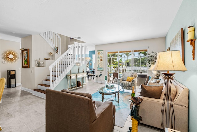 view of tiled living room