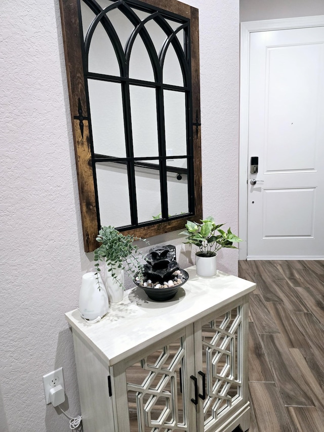 dining room with dark wood-type flooring