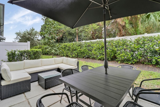 view of patio featuring an outdoor living space