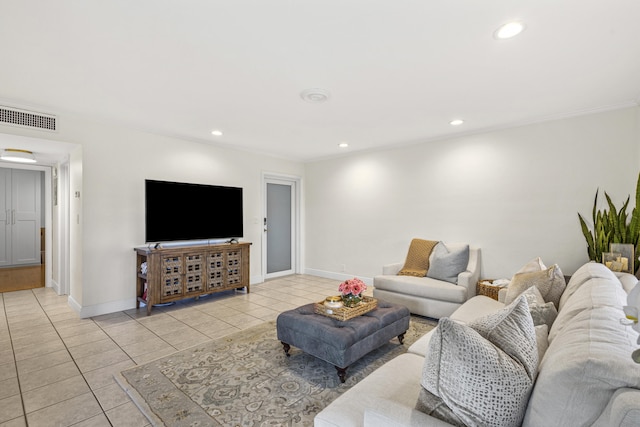 view of tiled living room