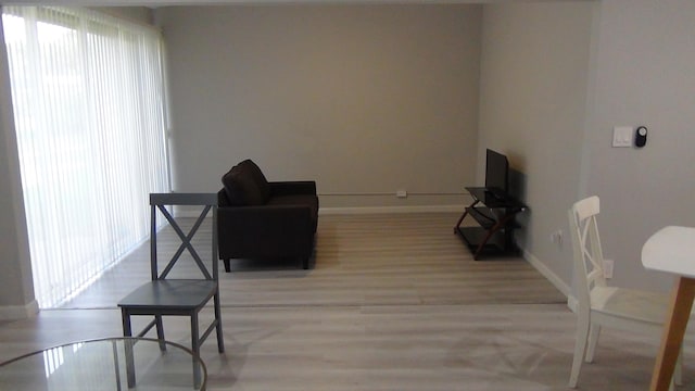 sitting room featuring light hardwood / wood-style flooring