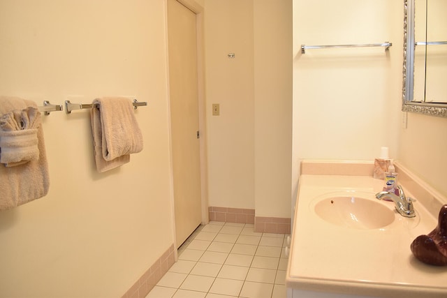 bathroom with vanity and tile patterned floors