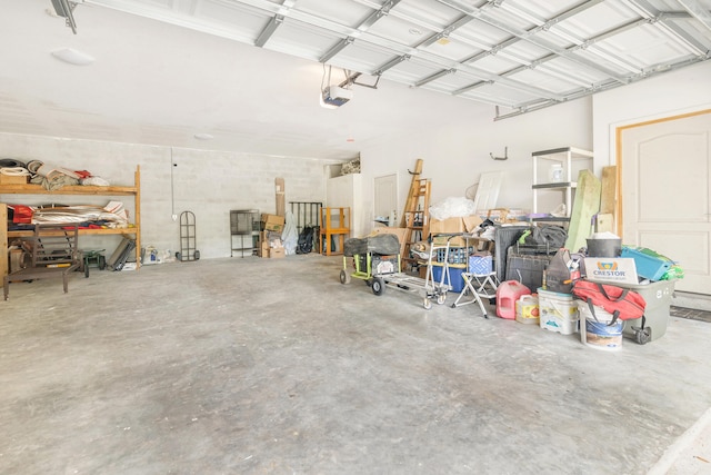 garage with a garage door opener