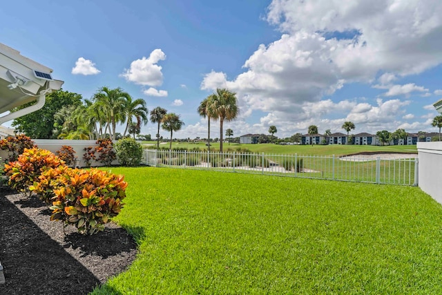 view of yard with a water view