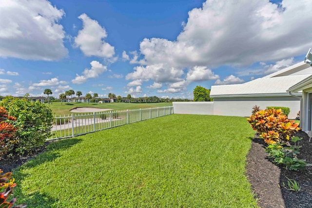 view of yard with a water view