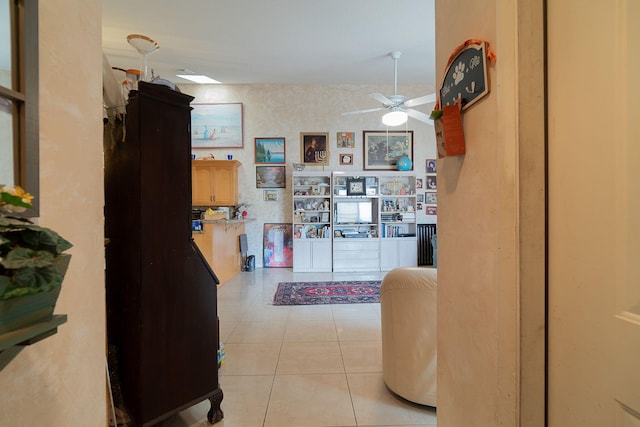 hallway with light tile patterned floors