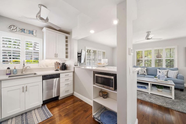 kitchen with white cabinetry, stainless steel appliances, sink, and a wealth of natural light