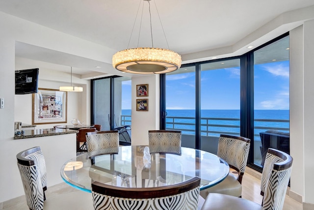 dining area with expansive windows