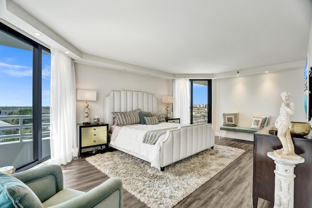 bedroom featuring dark hardwood / wood-style floors