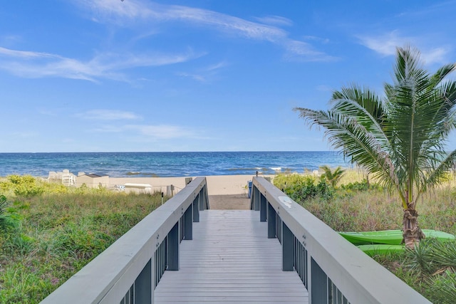 exterior space with a view of the beach