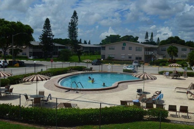 view of pool featuring a patio