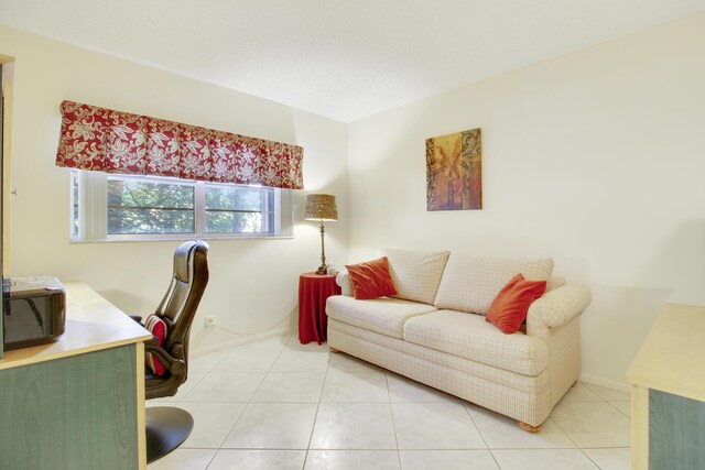 office area with tile patterned floors