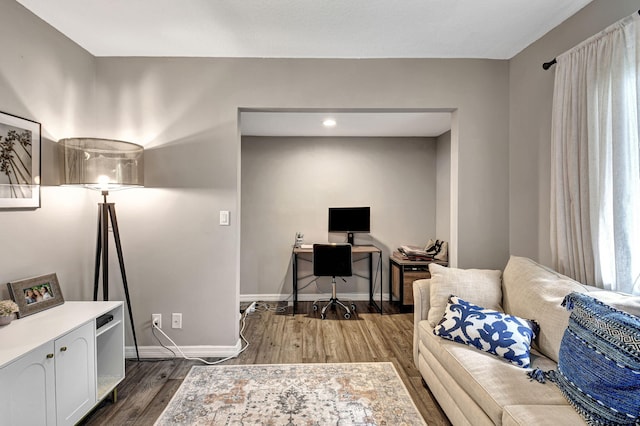 office area featuring dark hardwood / wood-style flooring